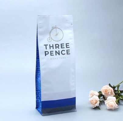 Food Grade Aluminum Foil Coffee Sachet Bag Flat Bottom 300 Micron With Zipper Valve