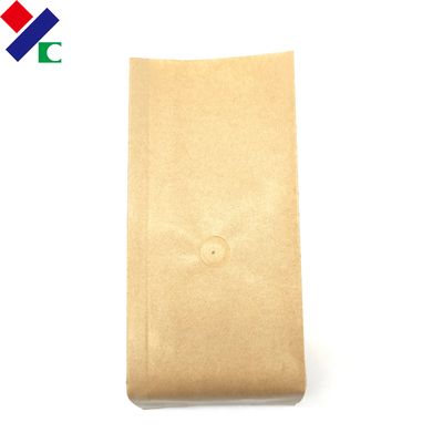 Heat Seal 100% PLA Kraft Paper Pouch Compostable Coffee Bags With Valve And Custom Logo